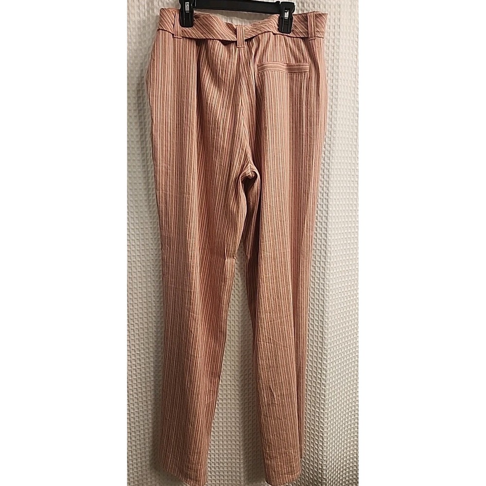 NEW NIC + ZOE "WORK IT" WIDE LEG POCKET PANTS PINK STRIPS W/BELT SIZE 14 - Picture 5 of 8
